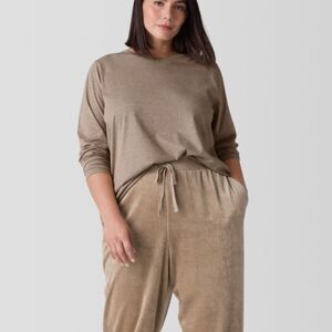 Eileen Fisher Mélange Fine Organic Cotton Jersey LongSlv T Color Biscuit XXS NWT